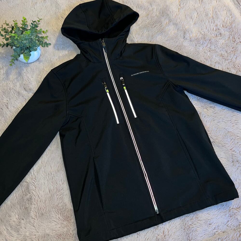Zara Kids Black Full Zip Front Iridescent Zipper Outdoors Jacket Size: 13-14